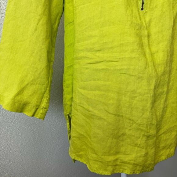 Company Ellen Tracy Woman’s 100% Linen Half Zip Top Citrine SZ S - Picture 10 of 16